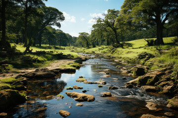 Undisturbed Habitat. Wildlife sanctuary with unaltered natural habitats for diverse species, highlighting conservation efforts. Generative Ai.
