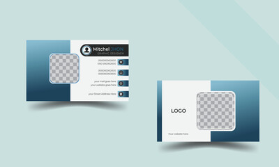 Blue modern creative business card and name card layout with gradient color combination.