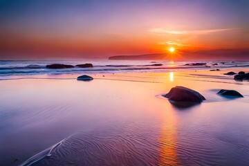 Fototapeta na wymiar sunrise over the sea with colorful sky.