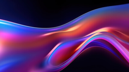 Vibrant neon holographic twisted wave in motion. Generative ai