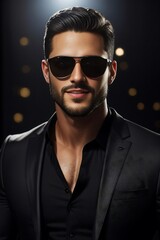 Fototapeta premium Studio portrait of serious gangster. close-up image of handsome men 