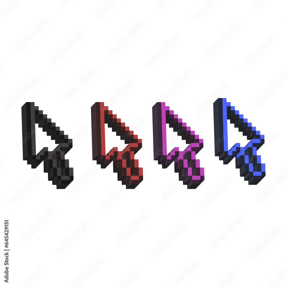 Fototapete isometric pixel art 3d of isometric cursor for items asset. pointer cursor on pixelated style.8bits 