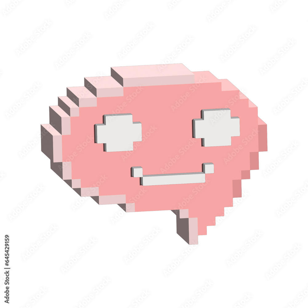 Fototapete isometric pixel art 3d of chat dialog box for items asset. pink dialog box character on pixelated st