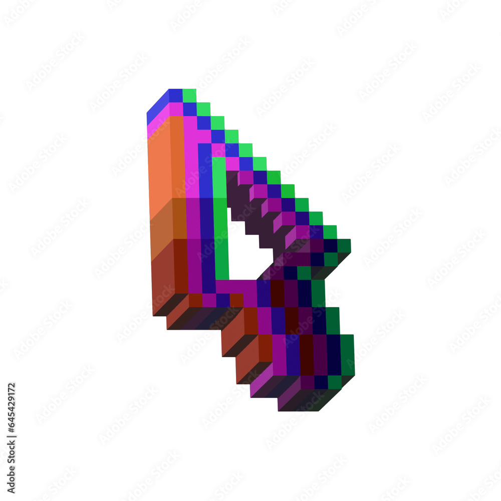 Fototapete isometric pixel art 3d of glitch cursor for items asset. cursor with glitch effect on it with pixela