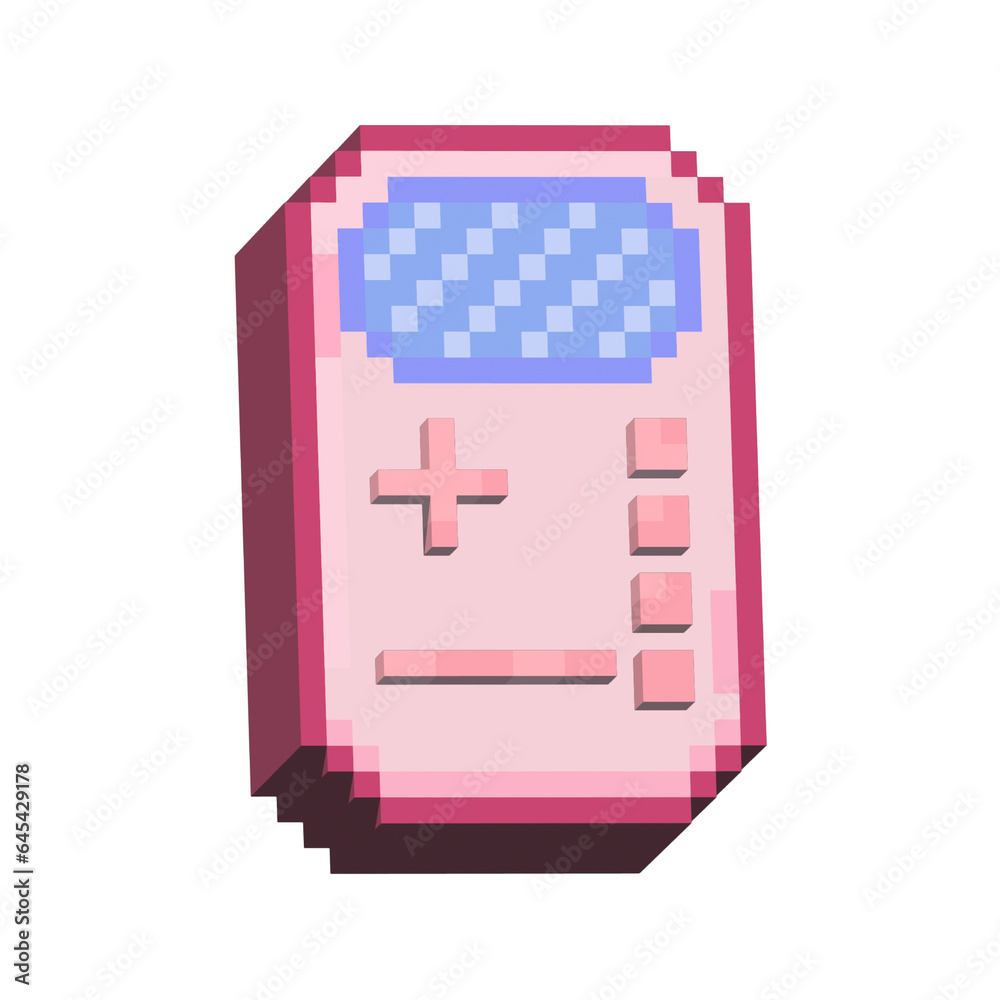 Poster isometric pixel art 3d of gamepad playing game for items asset. game playing on pixelated style.8bit