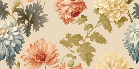 Elegant Seamless Pattern with Cute beautiful botanical plants Flowers. Pretty Texture in Country Style for Cloth, Textile, Wallpaper, background for fashion prints. Spring bouquet