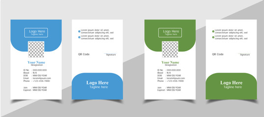 Minimalist ID Card Template with an author photo place | Office Id Card Layout | Employee Id Card for Your Business or Company | Membership Card | Library Card | Blue and Green color