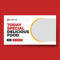 youtube video thumbnail or web banner template for food vlog and restaurant business, Food thumbnail.