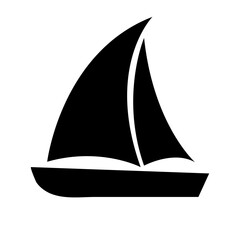 Ship silhouette, sailboat icon vector flat trendy style isolated on white background.