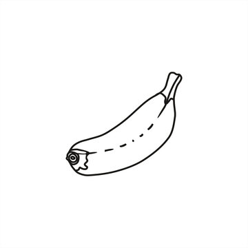 monochrome line art illustration of a small banana