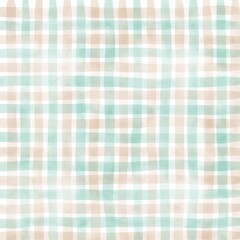 Green Beige Gingham Check Hand Drawn Background