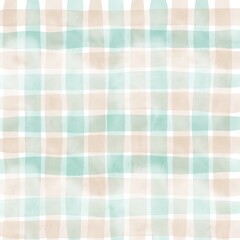 Green Beige Gingham Check Hand Drawn Background