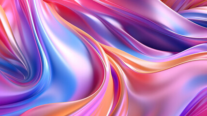 3d rendering illustration of soft cloth purple iridescent holographic. Generative AI