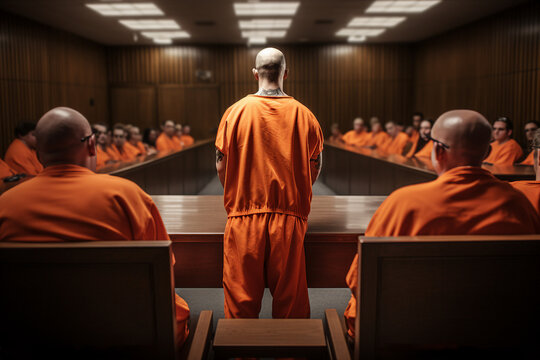 Generative AI technology portrait of prisoner criminal in jail