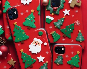 Christmas Themed Phone Cases Stylish Festive Accessories. AI Generated.
