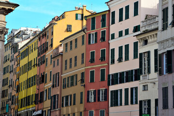 Fototapeta na wymiar colorful houses in the historic center of Genoa Italy