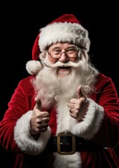 A cheerful Santa Claus giving a thumbs up gesture