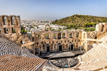 Fototapeta na wymiar Athens, Greece - July 25, 2023: Views of the forum at the Acropolis in Athens 