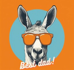 Best Dad donkey with orange sunglasses. Generative AI.