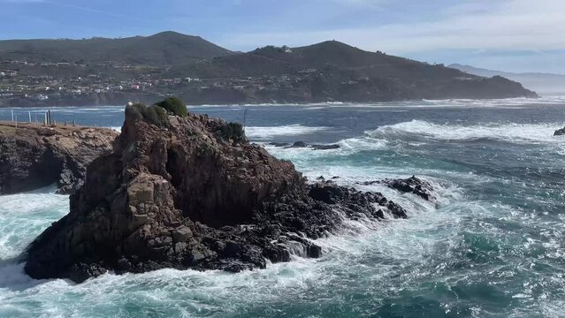 Beautiful and great panoramic view of the cliff where the bufadora is, which is a geyser that is the show and public spectacle of the Mexican town of Ensenada, in Baja California, Mexico.