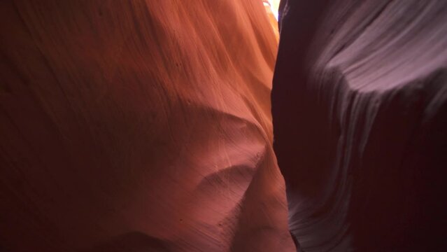 Antelope Canyon for Background - Impressive Rock Formations in Page Arizona Creating Labyrinth, Abstract Pattern Sandstone Walls and Beams of Sunlight