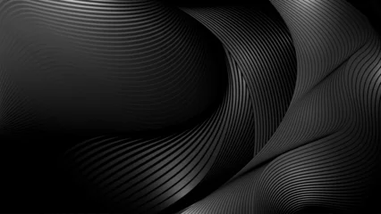 Foto op Canvas Black wavy modern composition. Geometric illustration. © ornitozavr