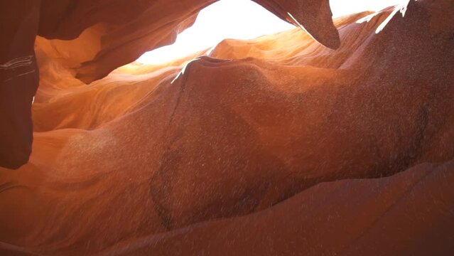 Antelope Canyon for Background - Impressive Rock Formations in Page Arizona Creating Labyrinth, Abstract Pattern Sandstone Walls and Beams of Sunlight