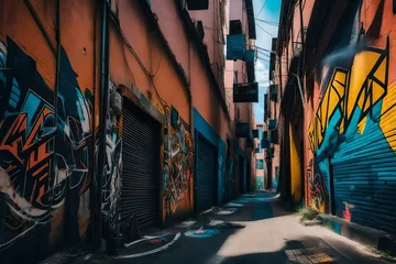  an urban alleyway bursting with vibrant and evocative street art - AI Generative © Being Imaginative
