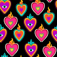 Seamless pattern of Mexican hearts