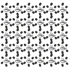 Coffee pattern design with coffee bean black n white background