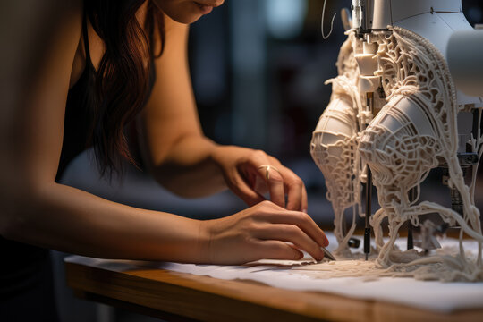 A patient undergoing a 3D printing process to create a personalized prosthetic limb. Generative Ai.