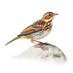 Little bunting bird isolated on white background.
