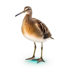 Long-billed dowitcher bird isolated on white background.