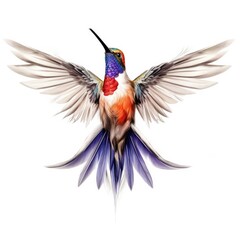 Obraz premium Lucifer hummingbird bird isolated on white background.