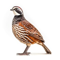 Fototapeta premium Northern bobwhite bird isolated on white background.