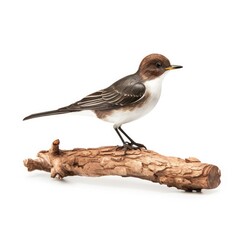 Olive-sided flycatcher bird isolated on white background.