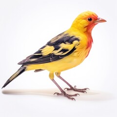 Naklejka premium Western tanager bird isolated on white background.