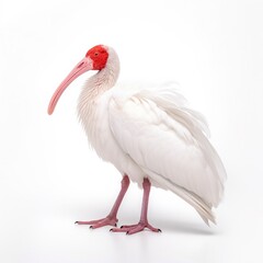 White ibis bird isolated on white background.