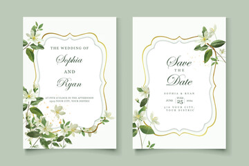 Fototapeta na wymiar Watercolor vector set wedding invitation card template design