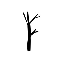 tree silhouette with no living leaves. Dead wood. Hand drawn damaged environment. 