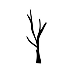 tree silhouette with no living leaves. Dead wood. Hand drawn damaged environment. 