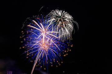 Amazing colorful fireworks display at night