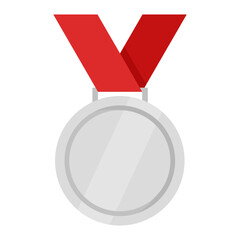 Simple silver medal with red ribbon