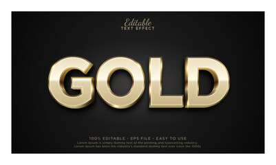Gold 3d text effect, shiny gold editable text effect - obrazy, fototapety, plakaty