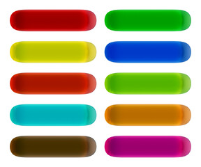 Set of round rectangle shape buttons in 3d rendering isolated on transparent background for text, infographic, web and frame concept.
