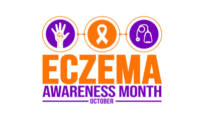 Fototapeta na wymiar October is Eczema Awareness Month Awareness Month background template. Holiday concept. background, banner, placard, card, and poster design template with text inscription and standard color. vector 