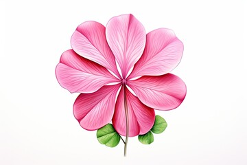 Bright pink drawing of a 4 leaf clover