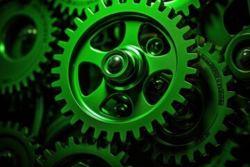Green gears, clockwork, mechanics, cogwheels