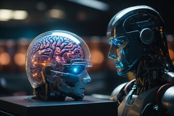 Fototapeta premium AI robots communicating