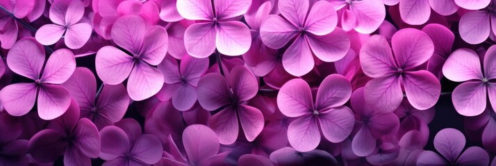 Bright pink pattern of four leaf clovers banner AI generated